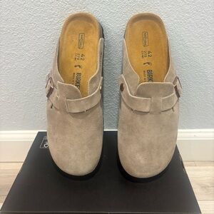 Birkenstock Boston Classic Taupe Suede Leather Unisex Size 42 Narrow